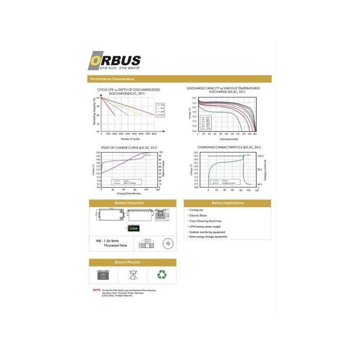 Orbus 12.8 V Volt 200ah Amper Lityum Akü